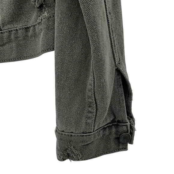 CARMAR Denim Jacket Charcoal Gray Red Shoulder Stars Size S Buttons - Picture 6 of 8